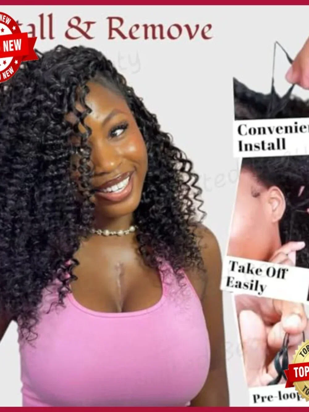 16in Human Hair Crochet Extensions, Loose Wave, 120g, Heat Stylable